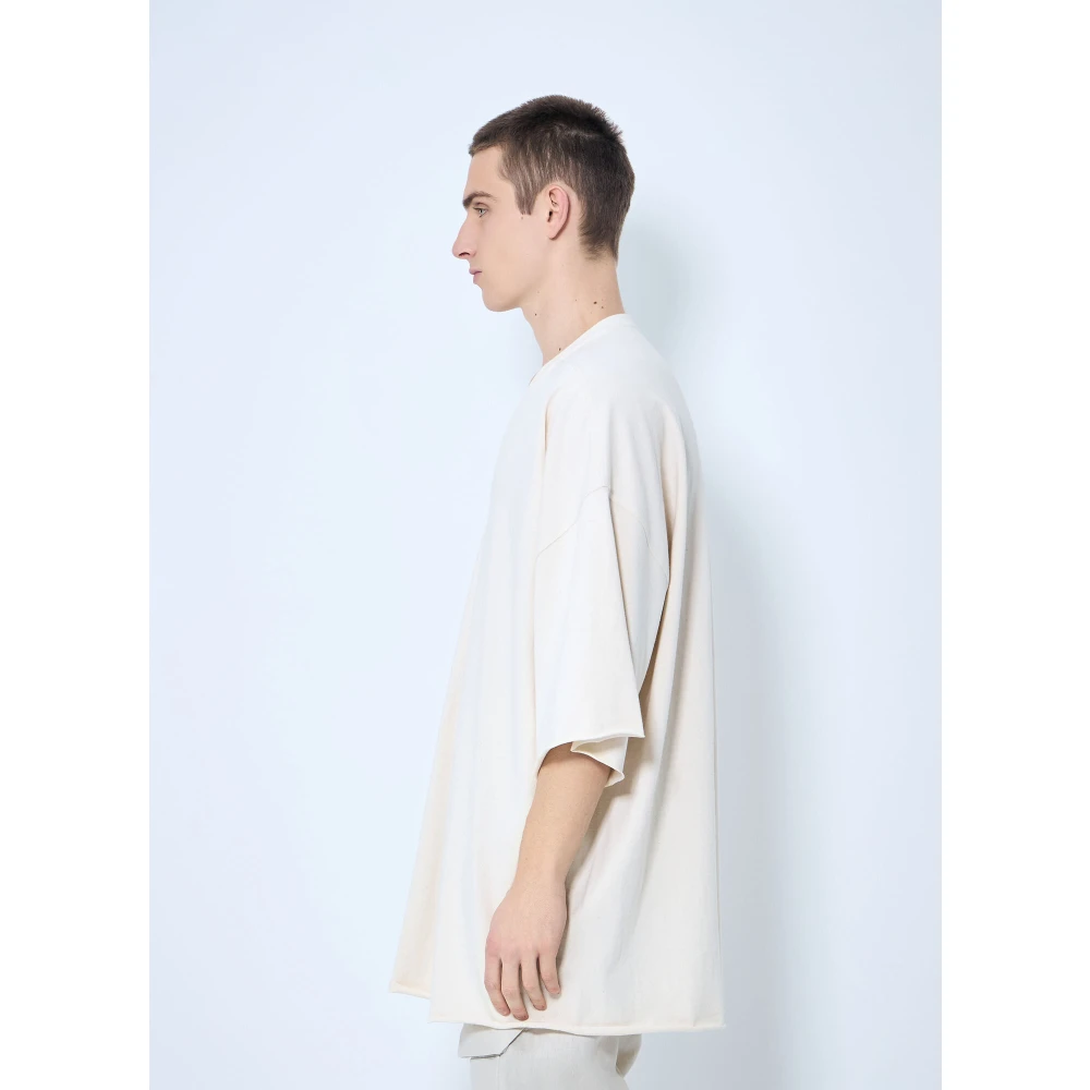 Rick Owens Effen Gebreide T-shirt met V-hals van Katoen Beige Heren