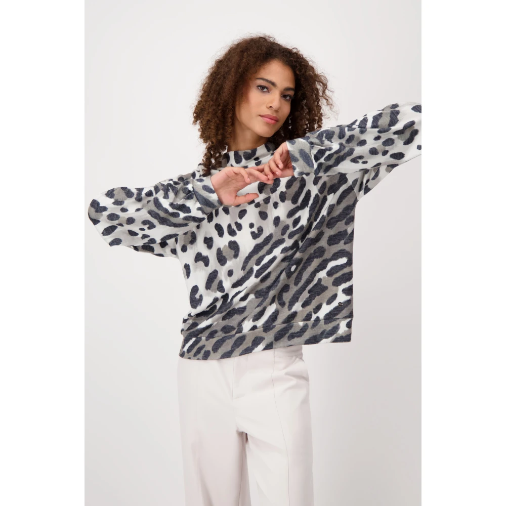 monari Zachte Luipaardprint Pullover Multicolor Dames
