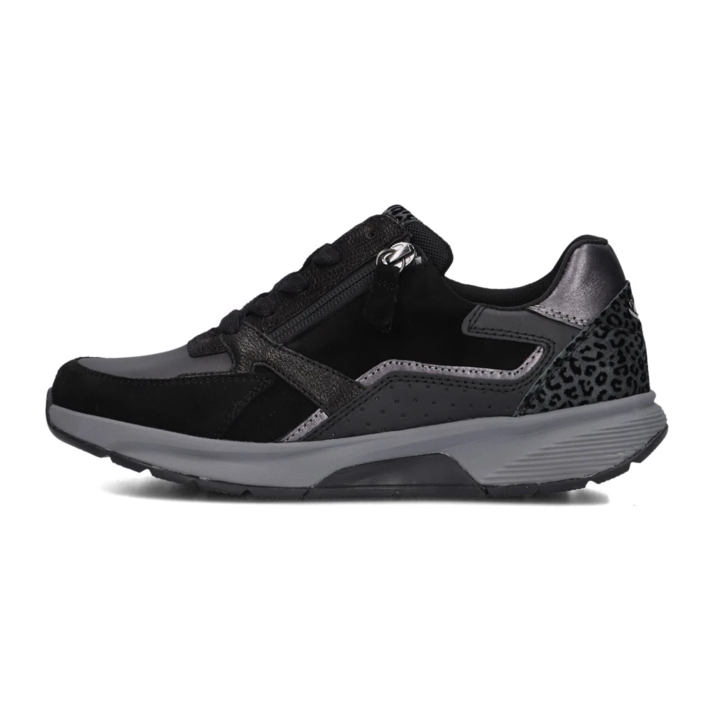 Gabor Luipaardprint Lage Top Sneakers Dames Schoenen Zwart