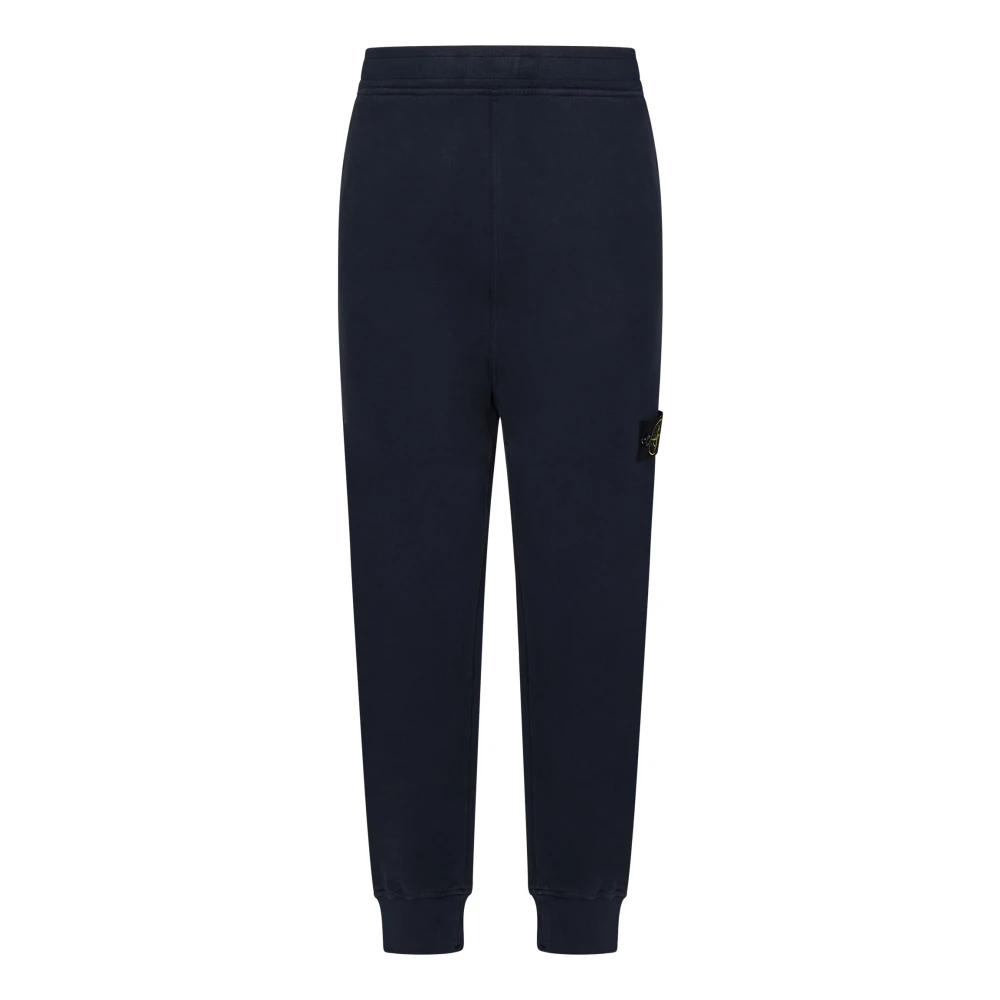 Stone Island Blauwe elastische broek met geribbelde onderkant Blue