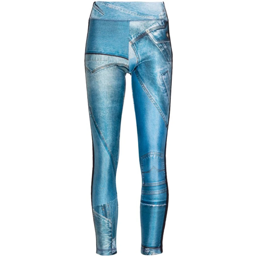 Versace Jeans Couture Patch Denim Leggings Blue, Dam