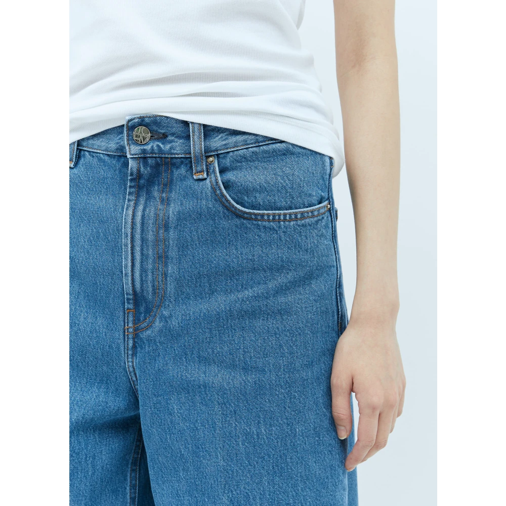 TotêMe Mid Rise Wide Leg Jeans Blue Dames