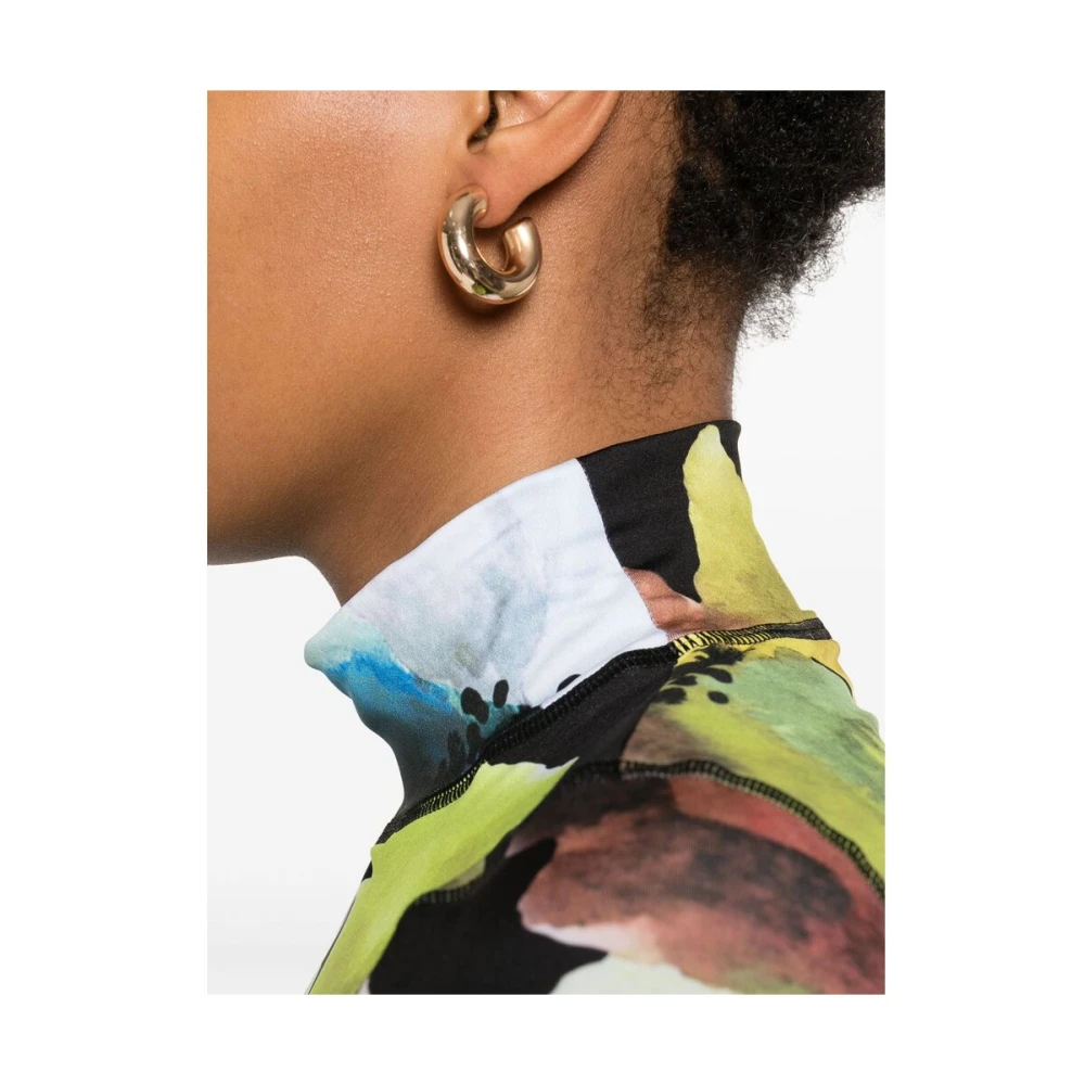Stine Goya Zwarte Bloemenprint Trui Lange Mouwen Multicolor Dames
