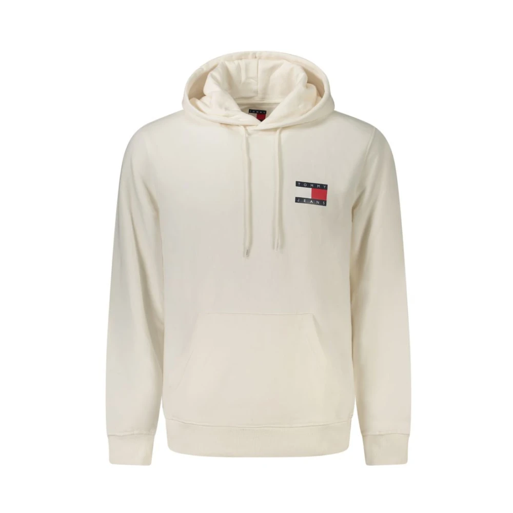 Tommy Hilfiger Men's White Hoodies, L, Cotton Hooded Sweatshirt