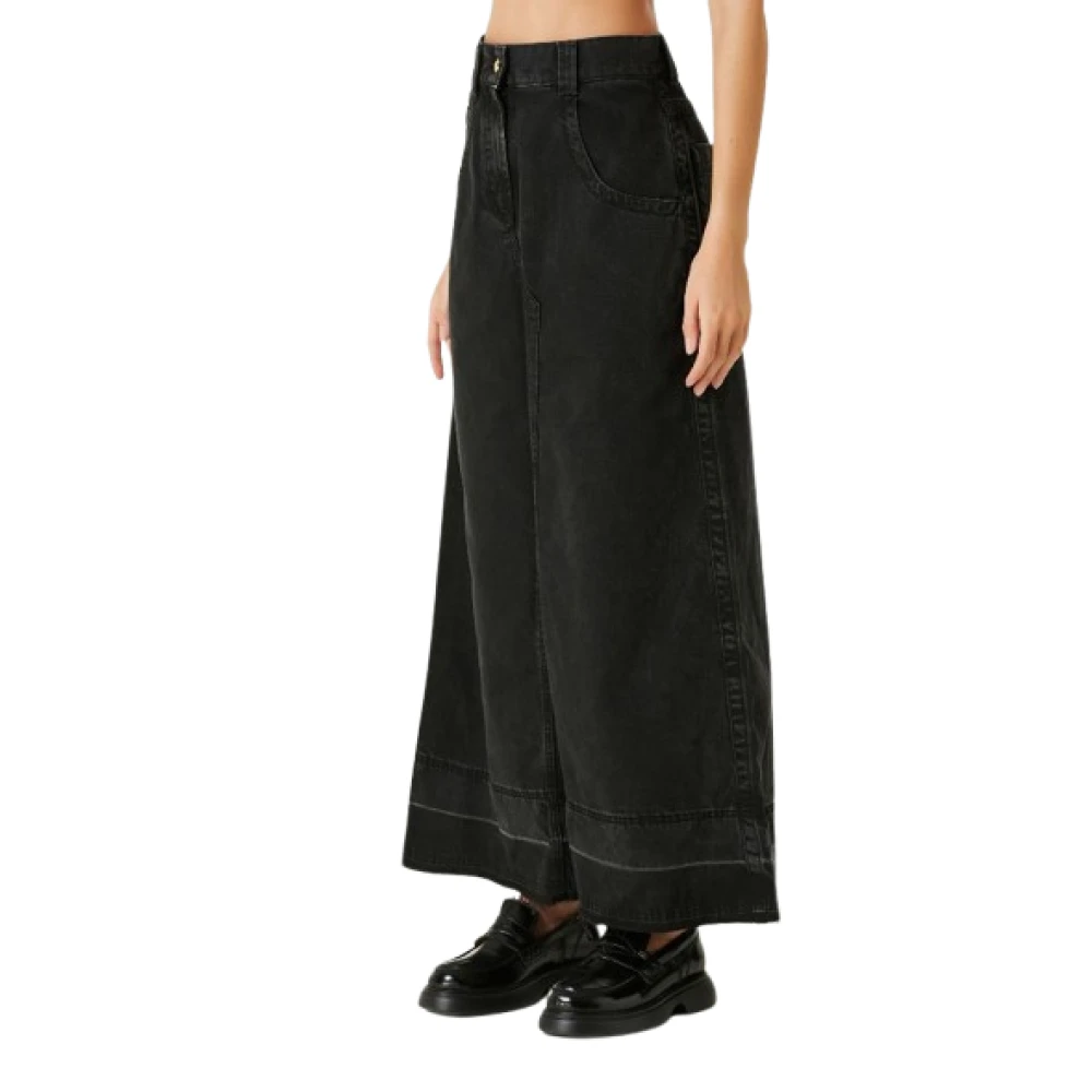 Palm Angels Zwarte Denim Maxi Rok met Hoge Taille Black Dames