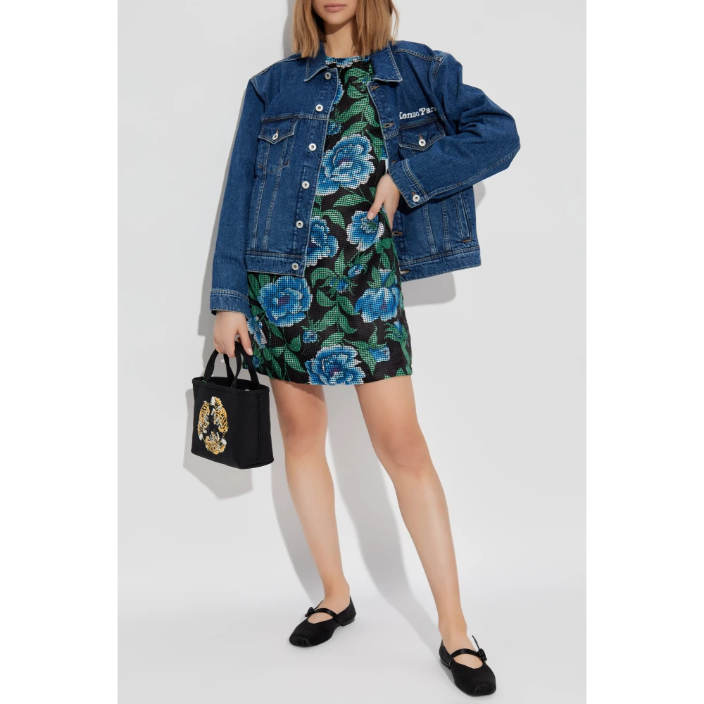 Kenzo Denim jas met boomschors borduurwerk Blue Dames
