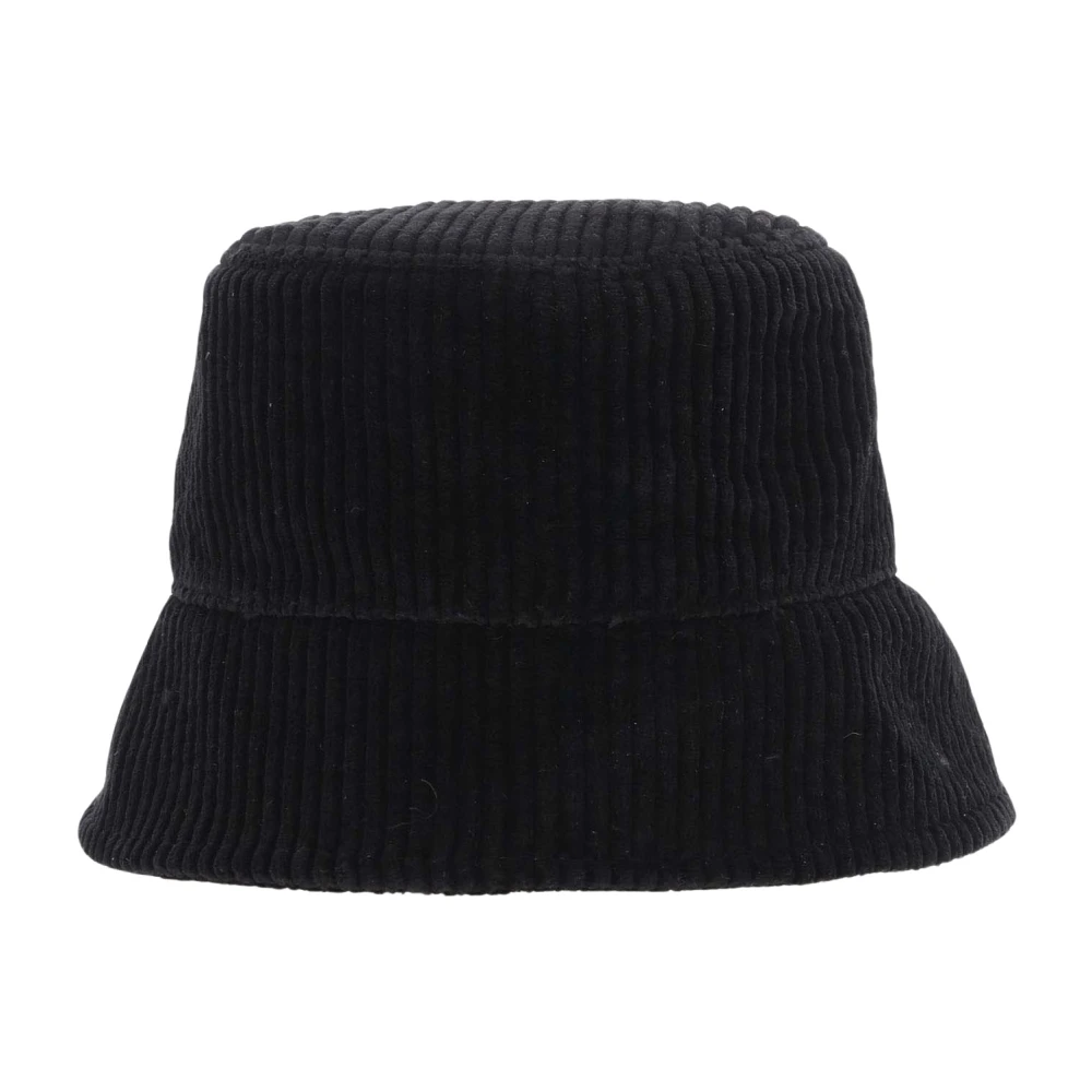 Jil Sander Zwarte Katoenen Velvet Geribbelde Rand Hoed Black Dames