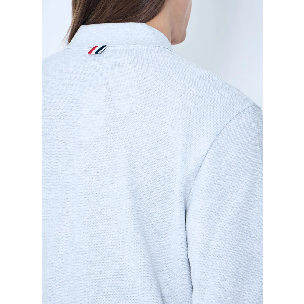 Thom Browne Handtekening Four-Bar Polo Shirt Gray Heren