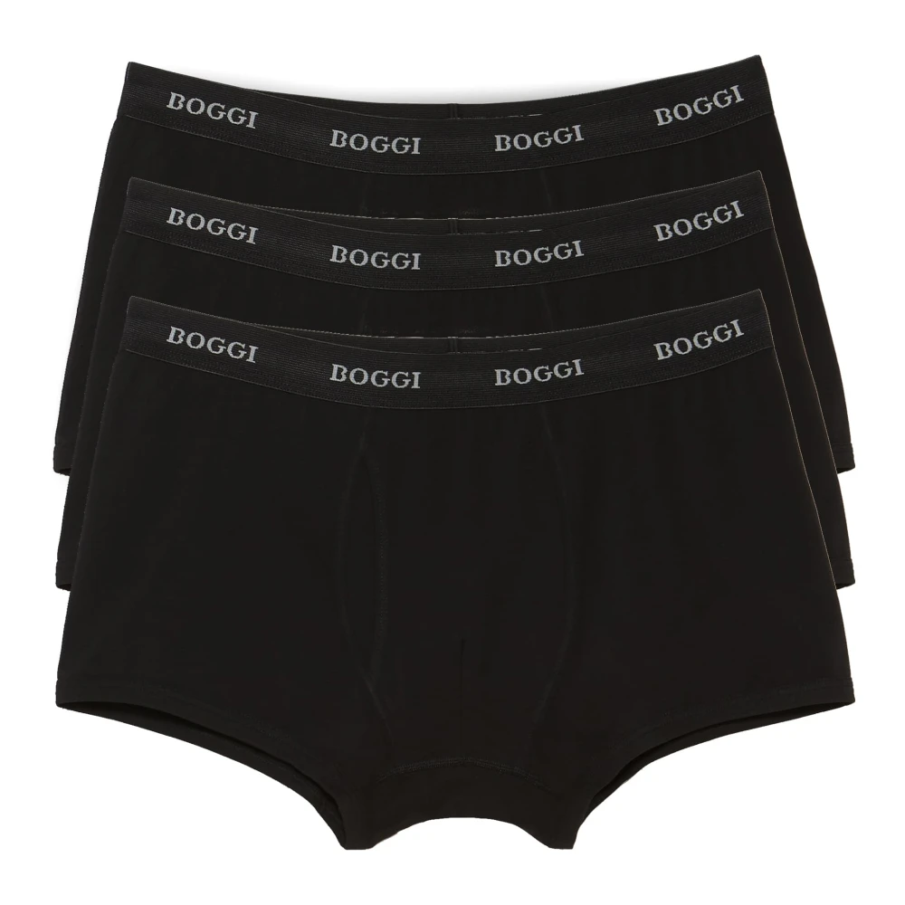 Boggi Milano Boxerkalsonger i stretchjersey av bomull Black, Herr