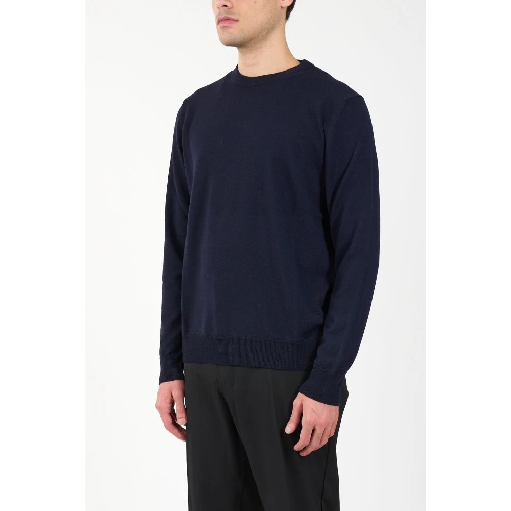 Mauro Grifoni Wollen trui met ronde hals Blue Heren