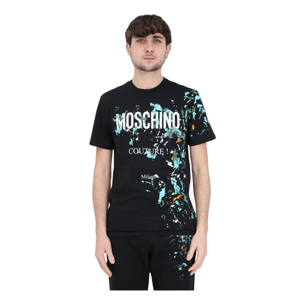 Moschino Heren Zwart Logo Print T-shirt Black Heren