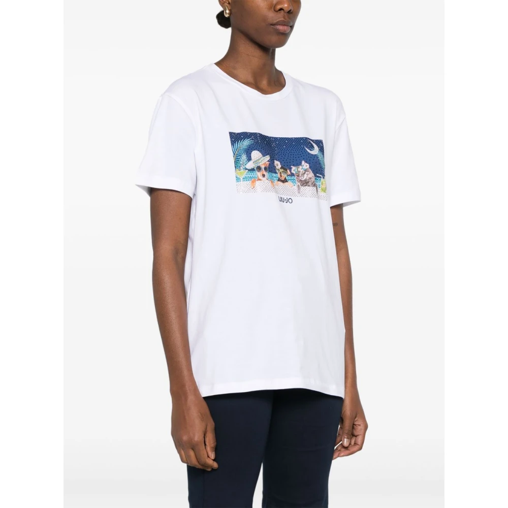 Liu Jo Grafische Print Crew Neck T-shirts White Dames