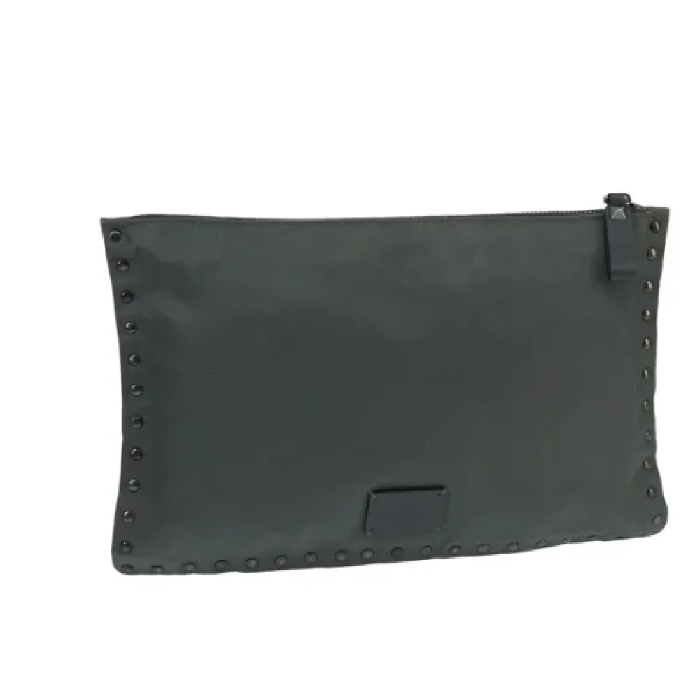 Valentino Vintage Pre-owned Nylon clutches Gray Dames