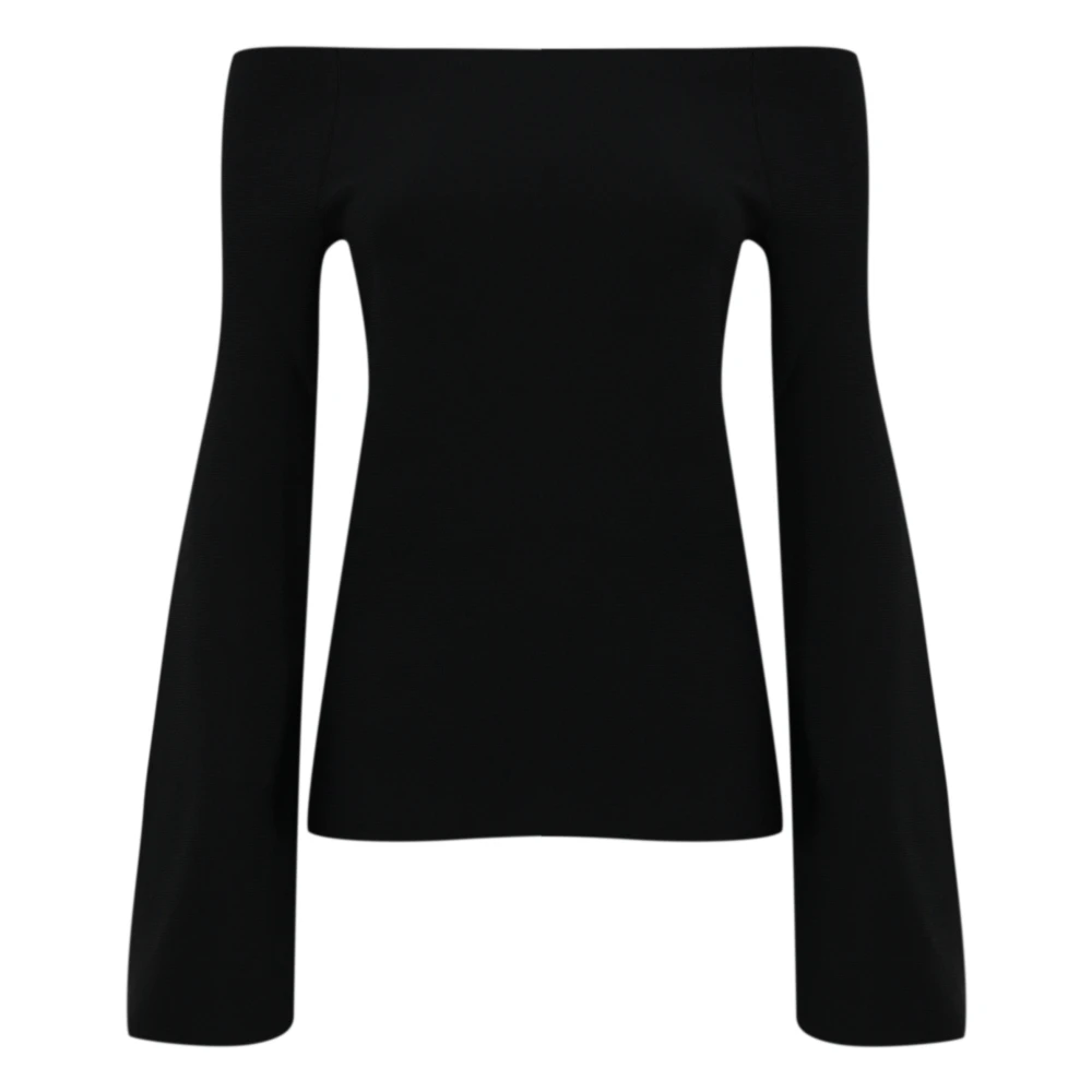 Liviana Conti Zwarte Viscose Trui Off-Shoulder Stijl Black Dames