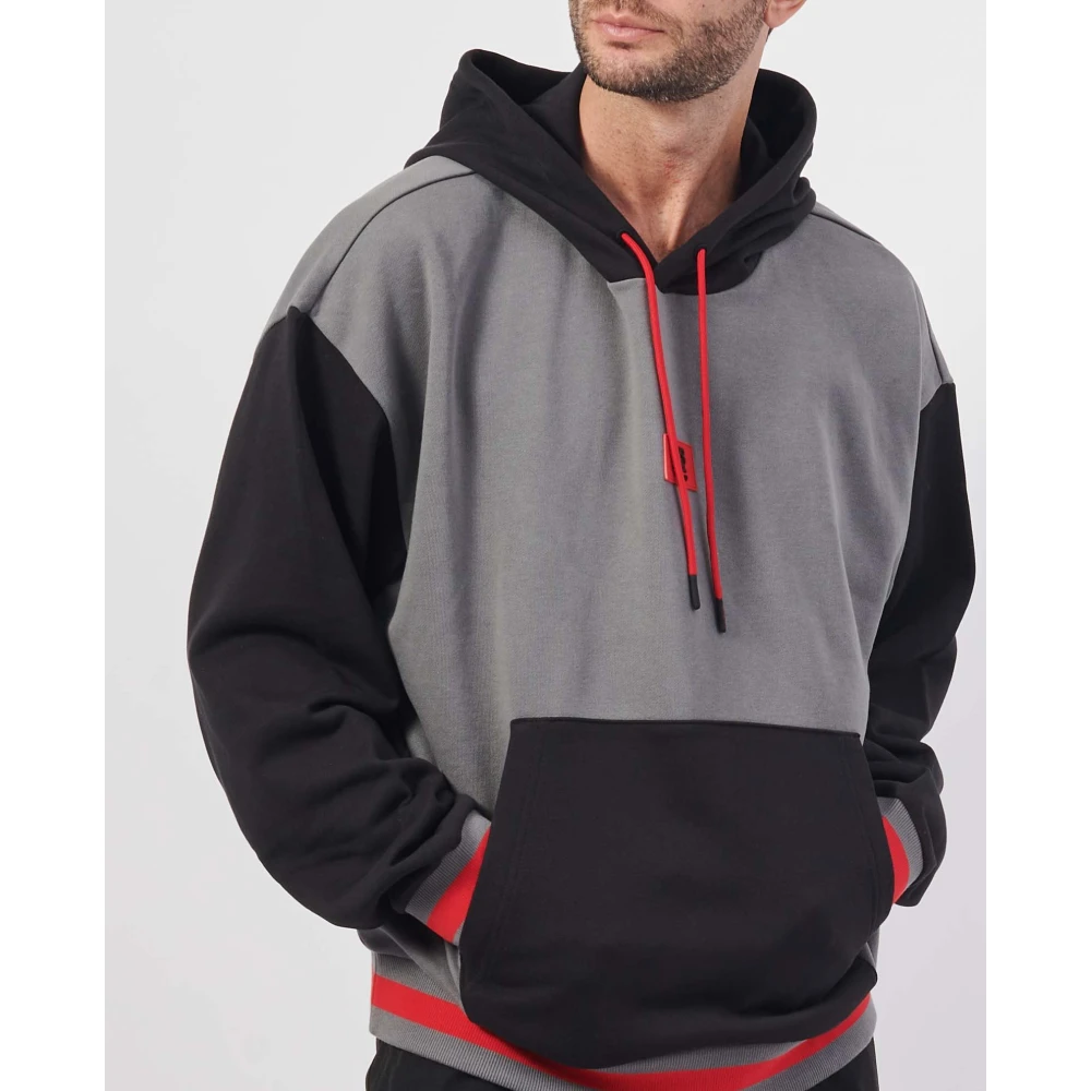 Hugo Boss Grijze hoodie met voorzaklogo Gray Heren