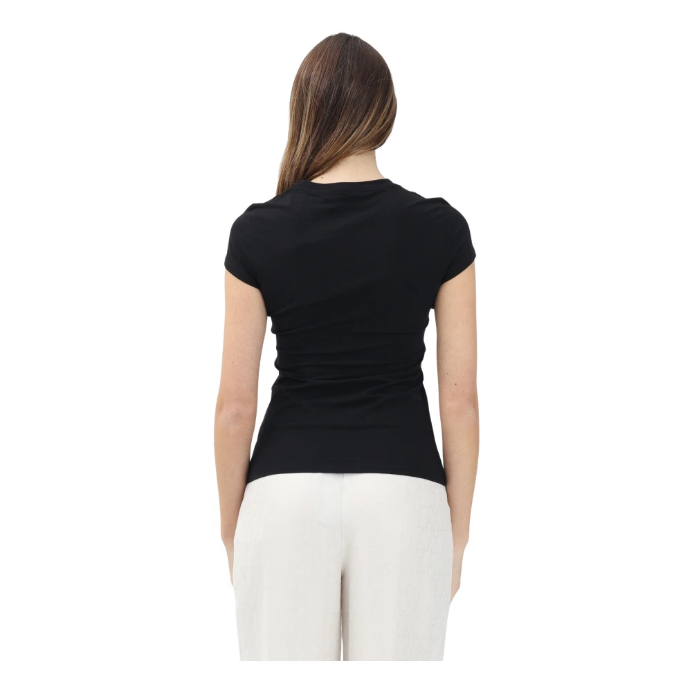 Armani Exchange Moderne Zwarte T-shirt met Logo Black Dames