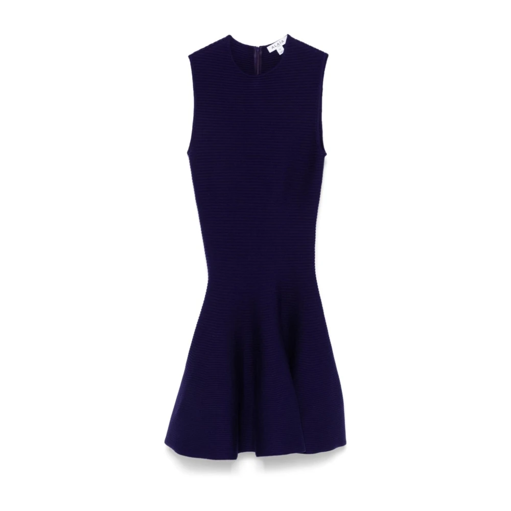 Alaïa Paarse Geribbelde Gebreide Jurk Purple Dames