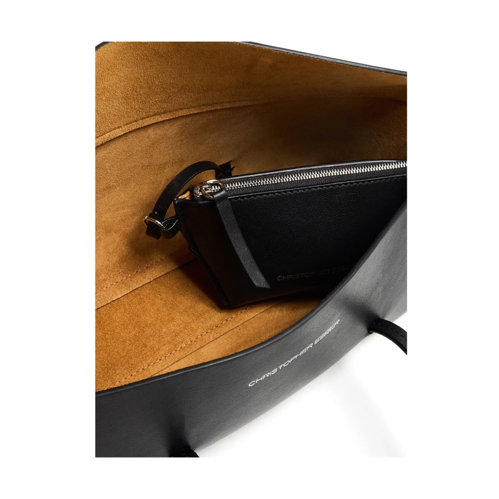 Christopher Esber Zwarte leren tas met logo Black Dames