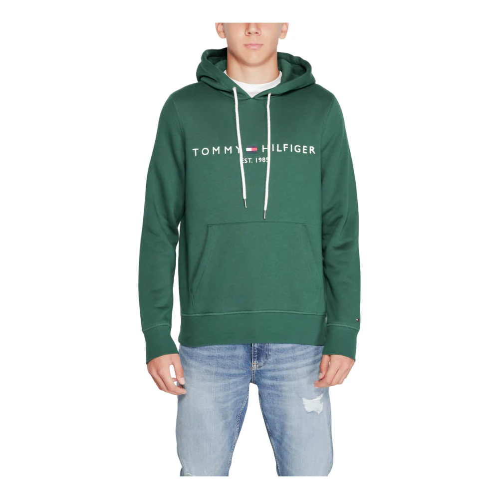 Tommy Hilfiger Groene Bedrukte Hoodie Mannen Herfst Winter Green Heren