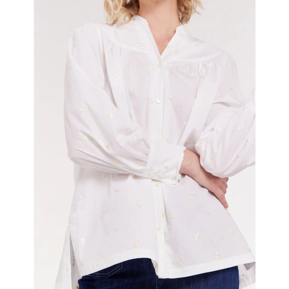 Ines De La Fressange Paris Witte geborduurde blouse Ornella White Dames