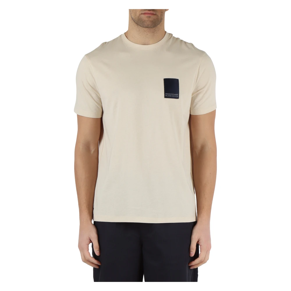 Armani Exchange Regular Fit Katoenen T-shirt Beige Heren