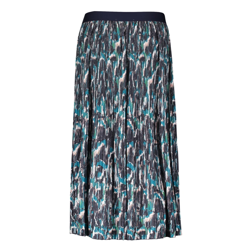 Betty & Co Geplooide Midi Rok Grafische Print Blue Dames