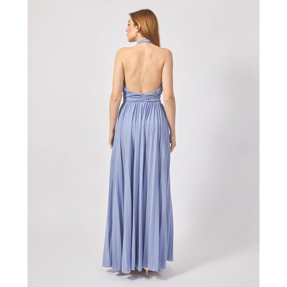 Fracomina Mouwloze Lange Jersey Jurk met Lurex Purple Dames