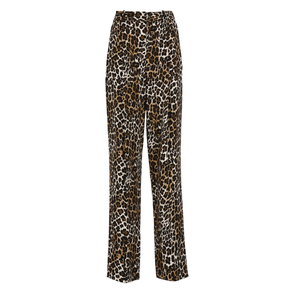 Elisabetta Franchi Bruine Animalier Patroon Crêpe Broek Brown Dames