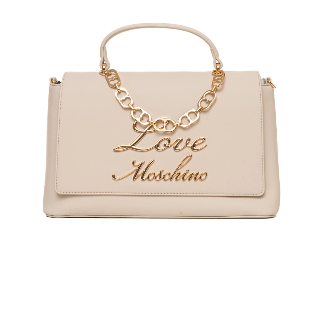 Love Moschino Stijlvolle Handtas met Metalen Logo Detail Beige Dames