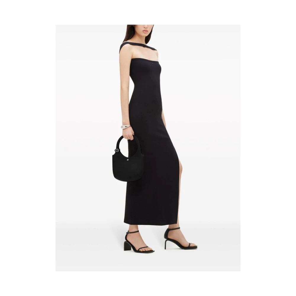Courrèges Zwarte Leren Handtas met Zilveren Details Black Dames