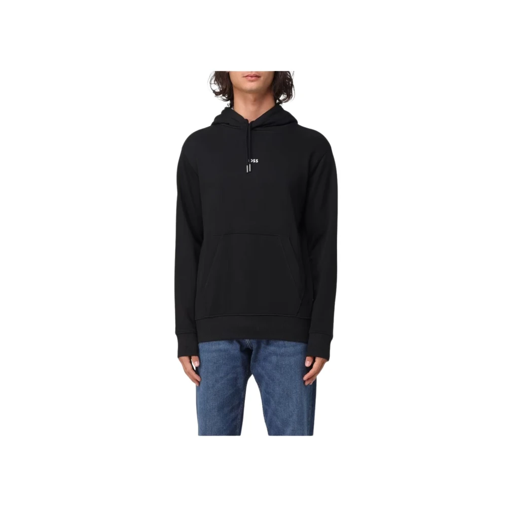 Hugo Boss Zwarte hoodie met print op voor- en achterkant Black Heren