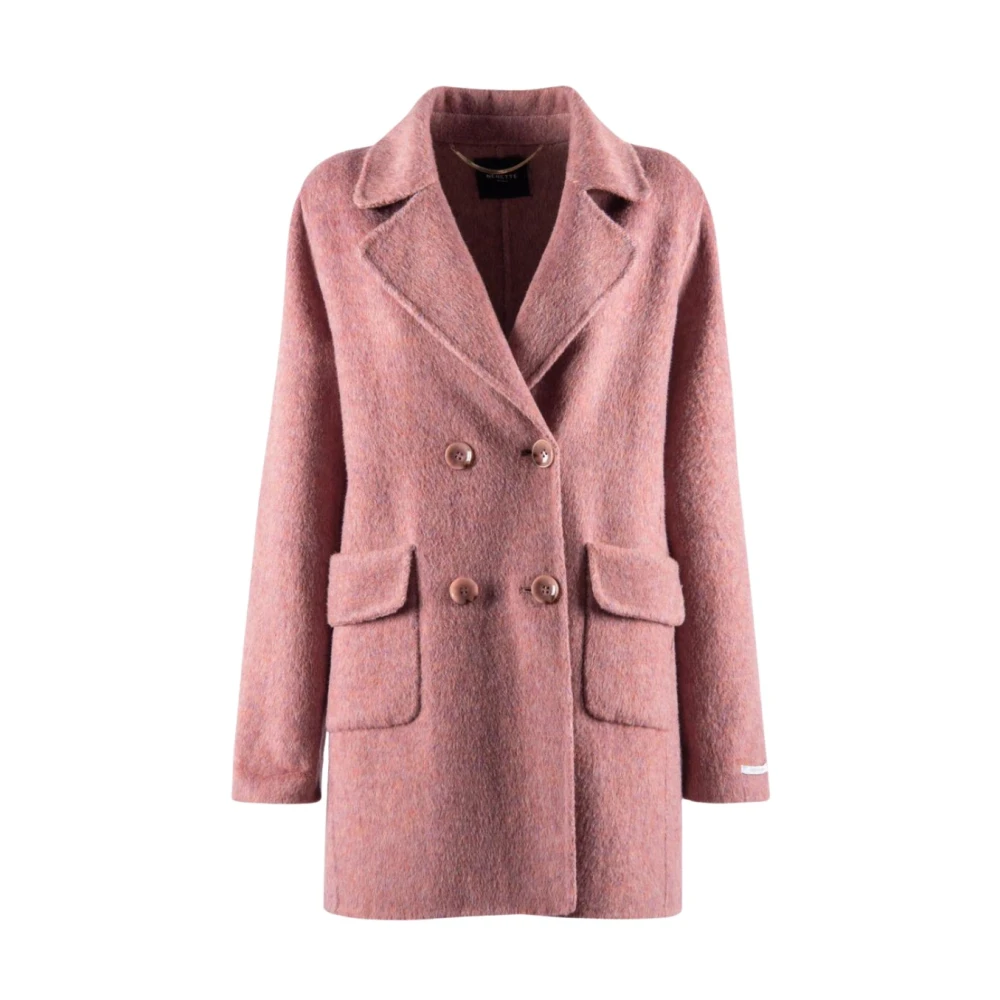 Nenette Dubbelrijige Bontjas Pink Dames