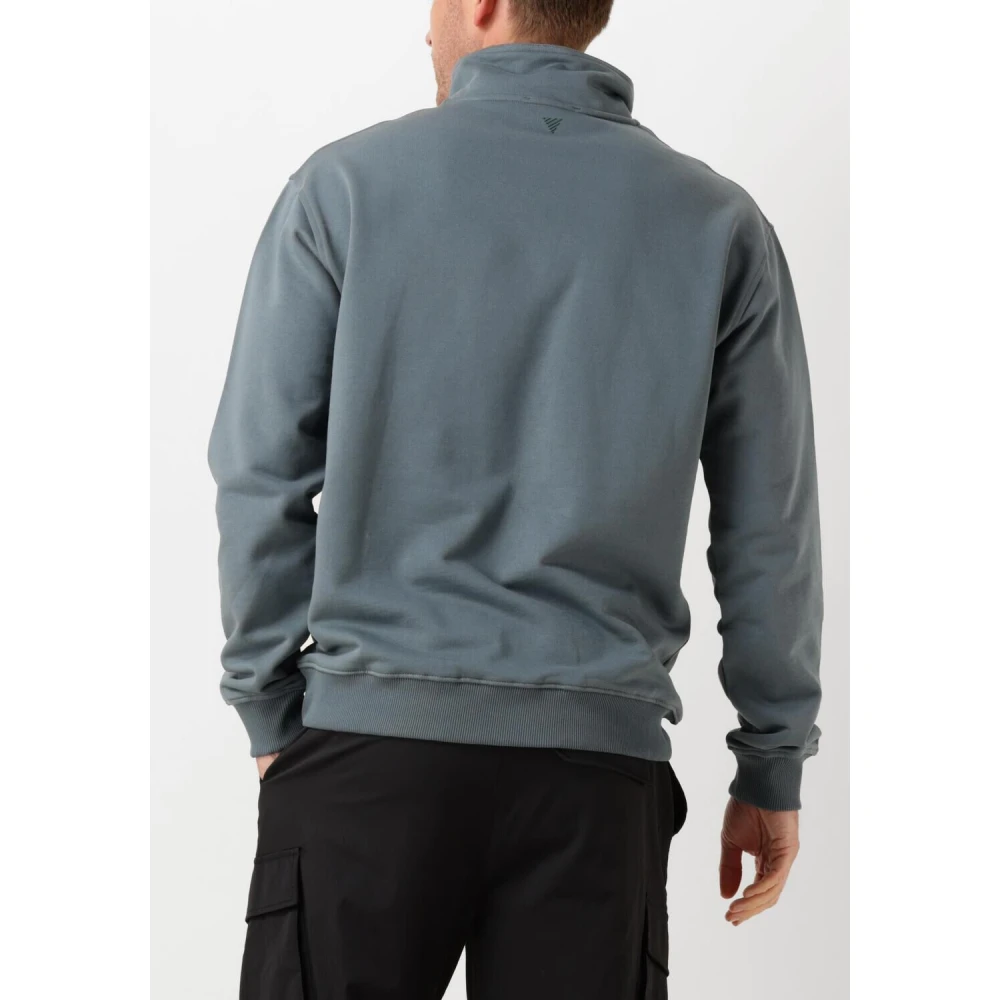 Pure Path Stijlvolle Loose Fit Halfzip Sweater Blue Heren