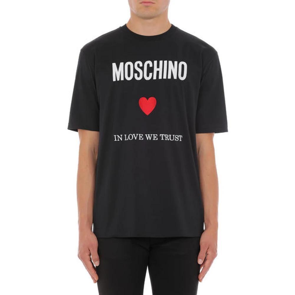 Moschino Biologisch Katoen Liefde Vertrouwen T-shirt Black Heren