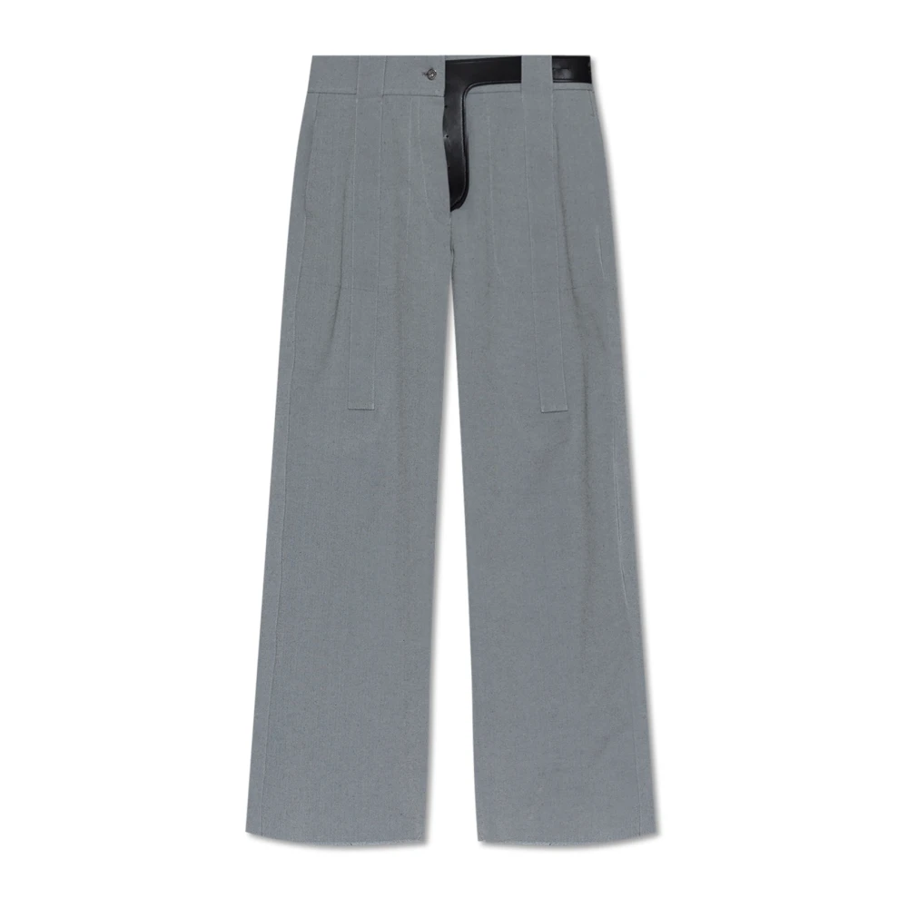 Salvatore Ferragamo Broek met leren inzetstuk Gray Dames