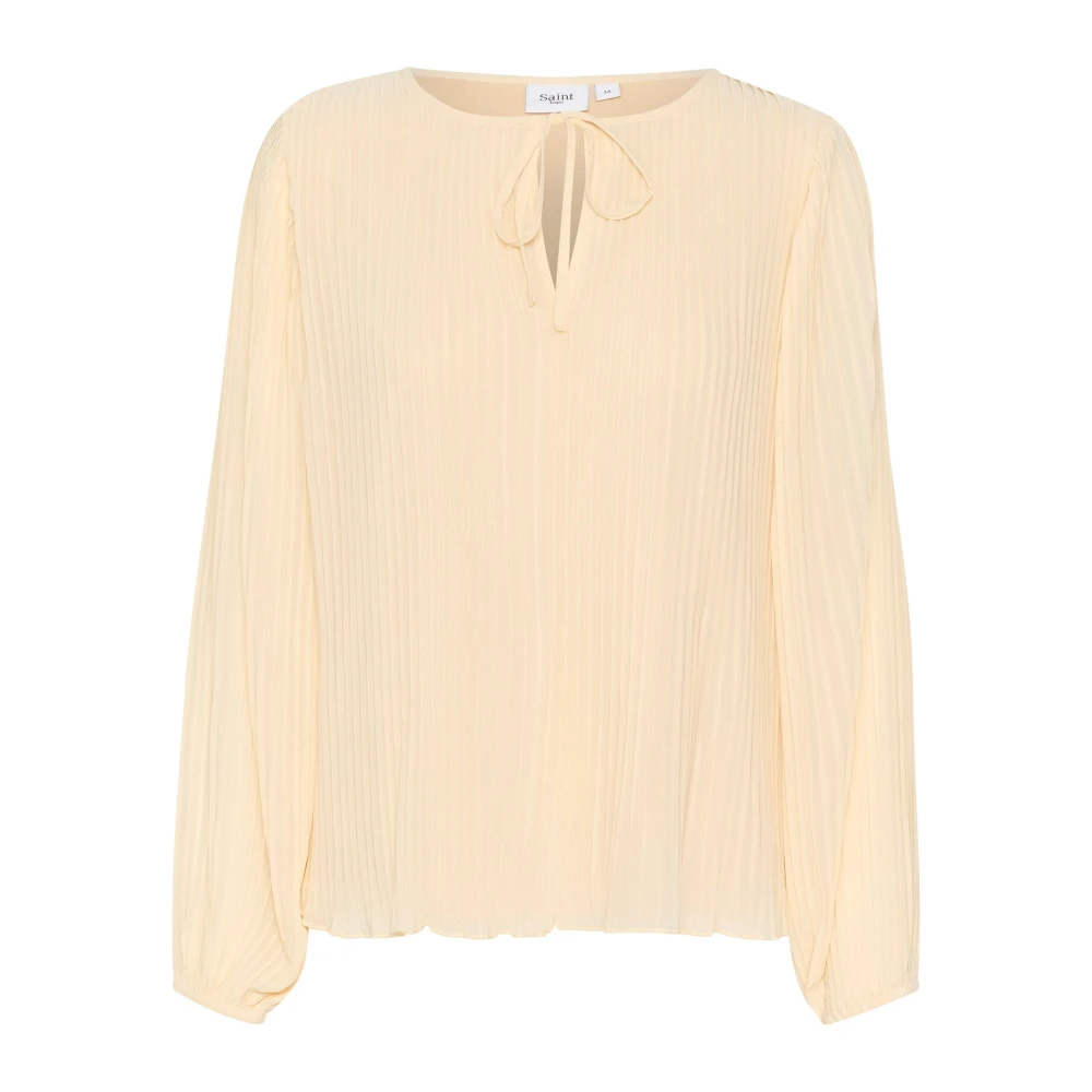 Saint Tropez Women's Beige Creme Blouse With Unique Style - Blouses - L - Blouses & Shirts
