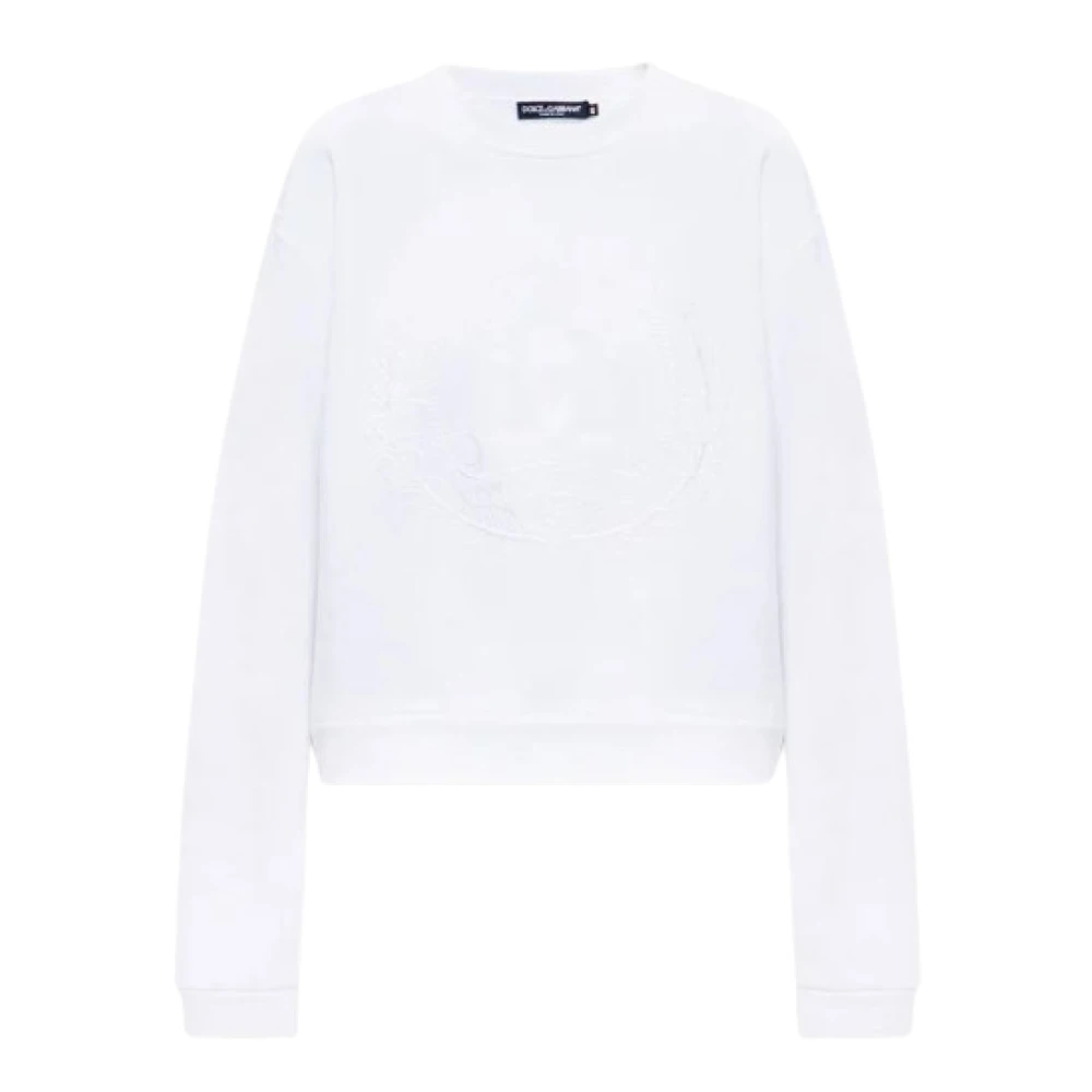 Dolce & Gabbana Logo-borduurwerk Crew Neck Sweatshirt White Dames