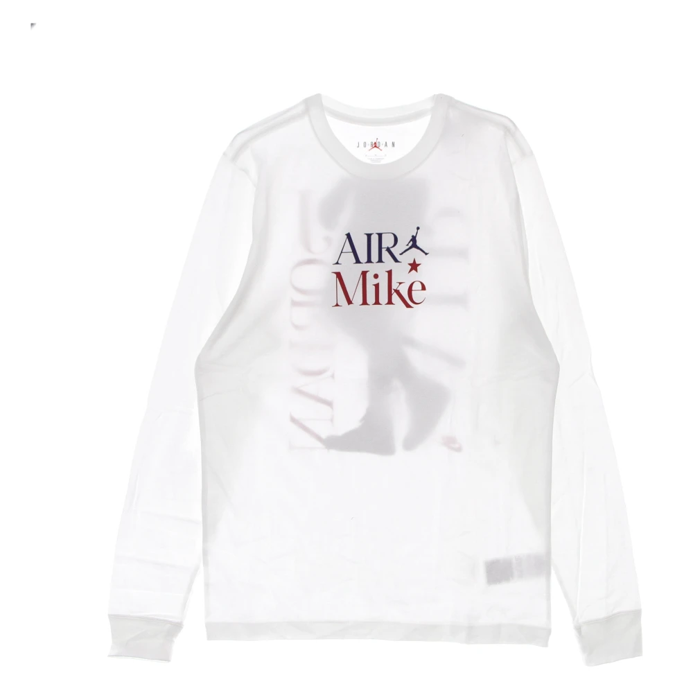 Jordan Sportieve Longsleeve Grafische Tee Wit White Heren