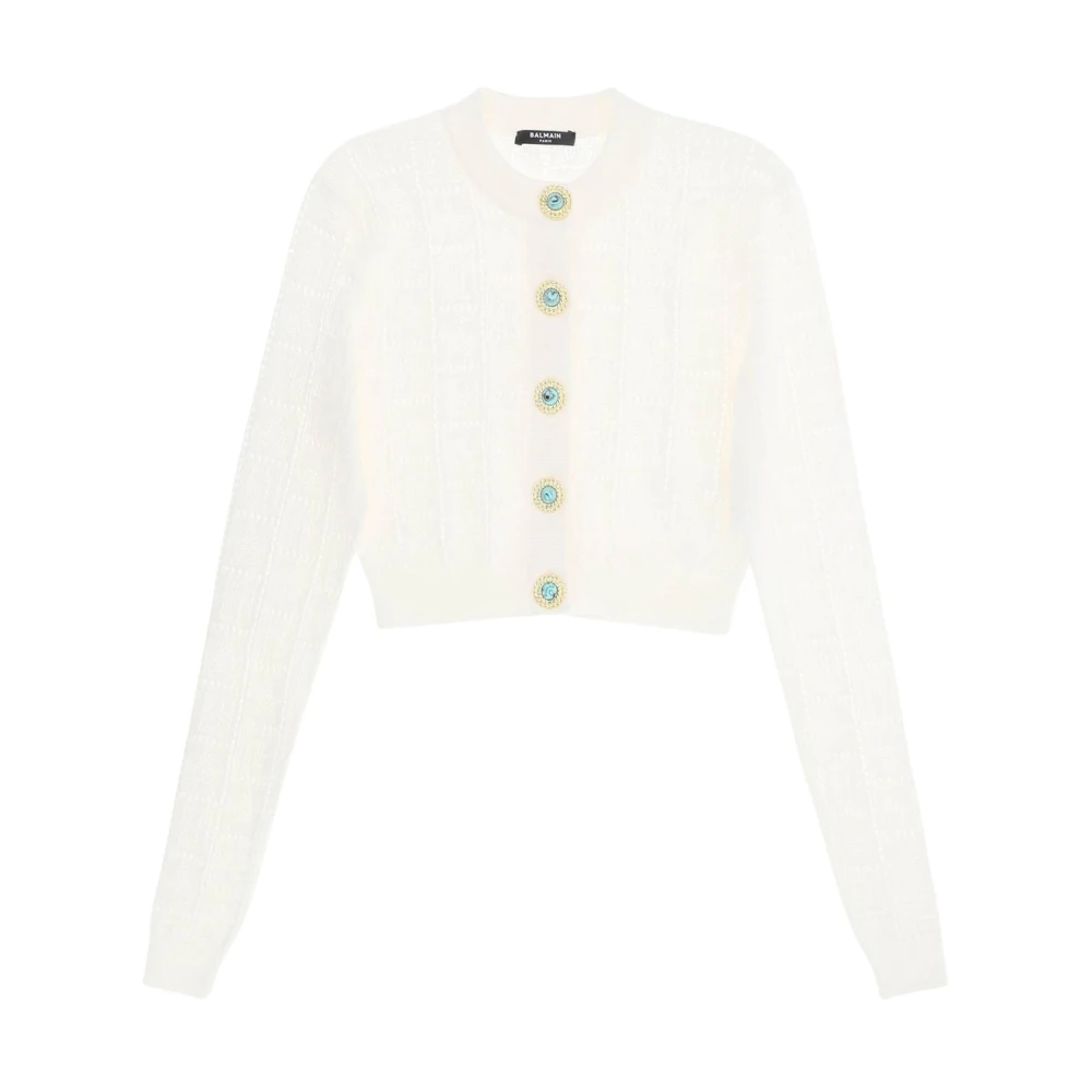 Balmain Gebreide Cardigan Sweater White Dames