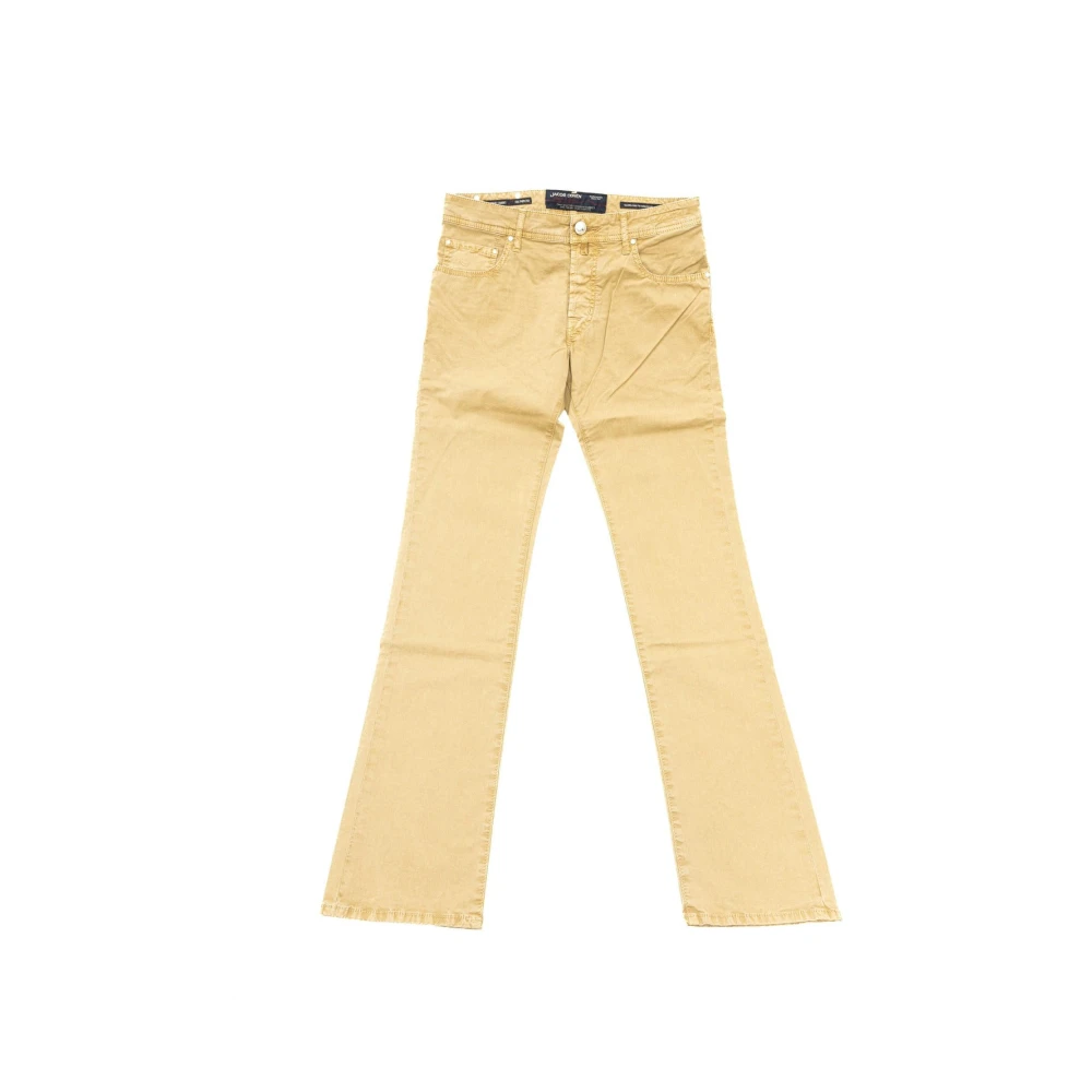 Jacob Cohën Geborduurde Logo Jeans 5 Zak Broek Beige Heren