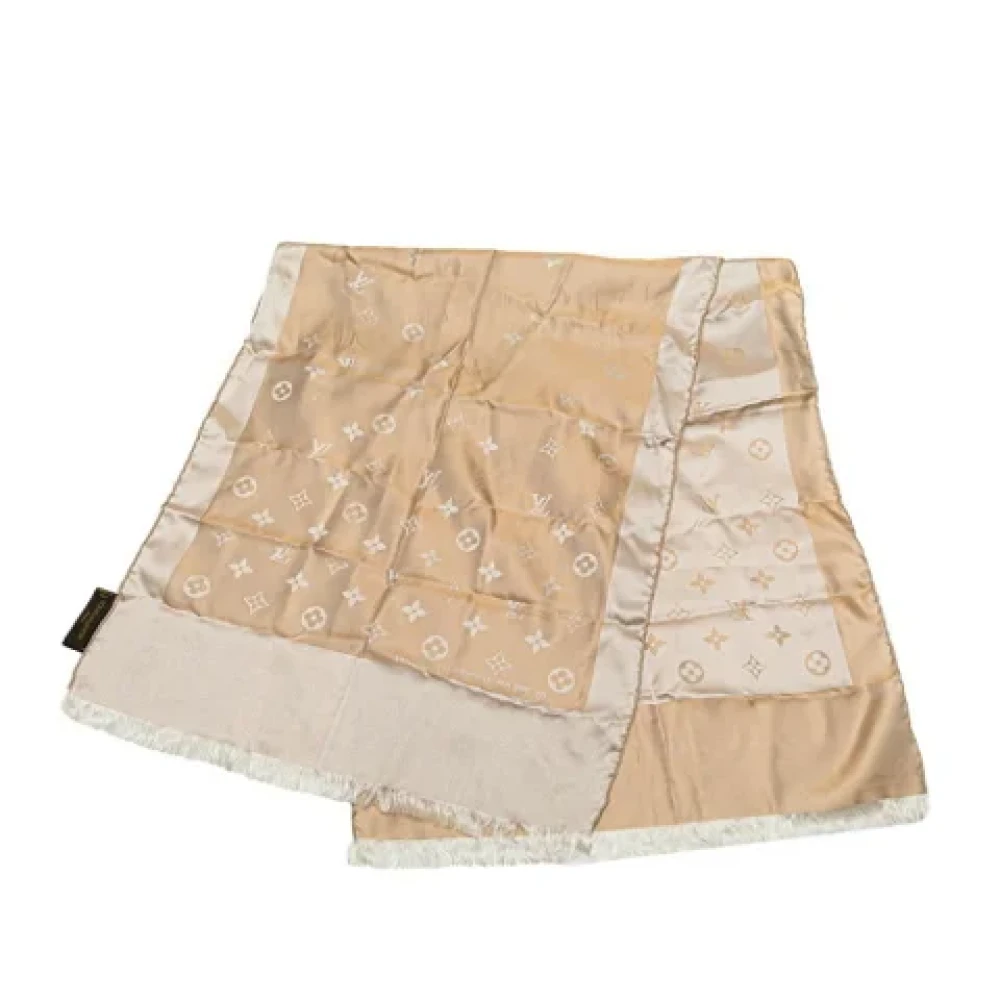 Louis Vuitton Vintage Pre-owned Silk scarves Beige Dames