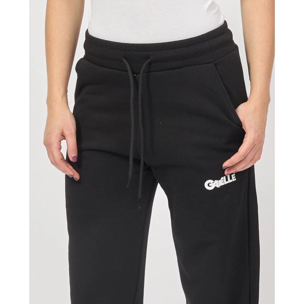 Gaëlle Paris Zwarte sportieve broek met trekkoord in de taille Black Dames