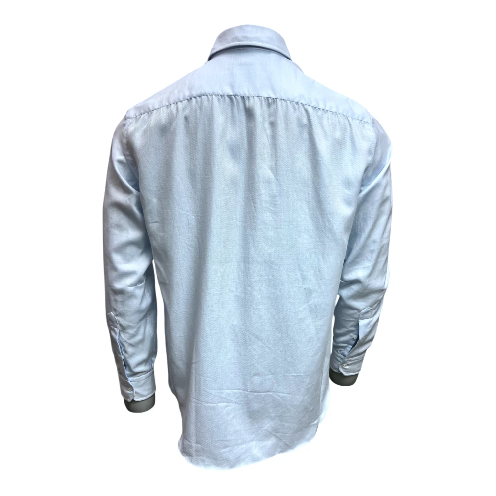 Salvatore Piccolo Napolitaans Ambachtelijk Overhemd Lichtblauw Blue Heren