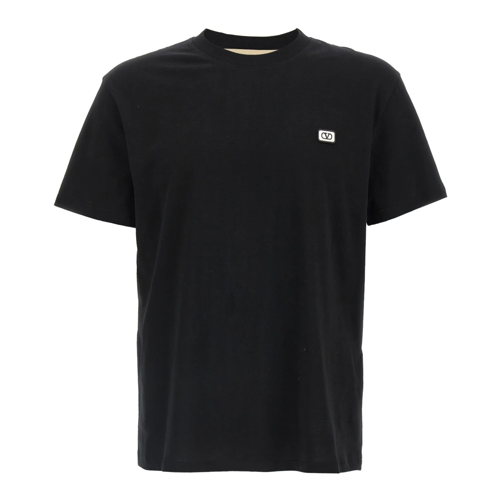 Valentino Garavani Men's Black Cotton T-Shirt With Vlogo Patch