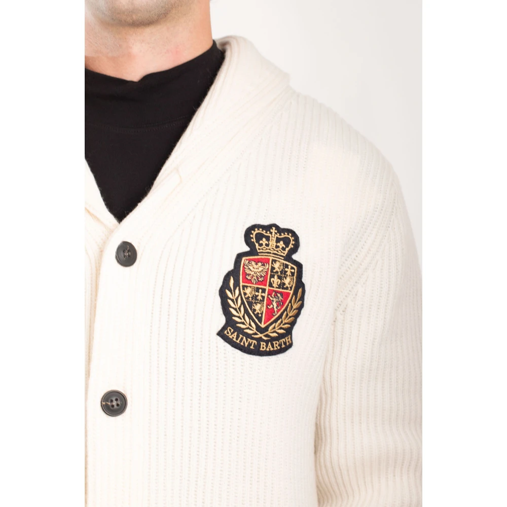 MC2 Saint Barth Gebreide Cardigan met Patches White Heren
