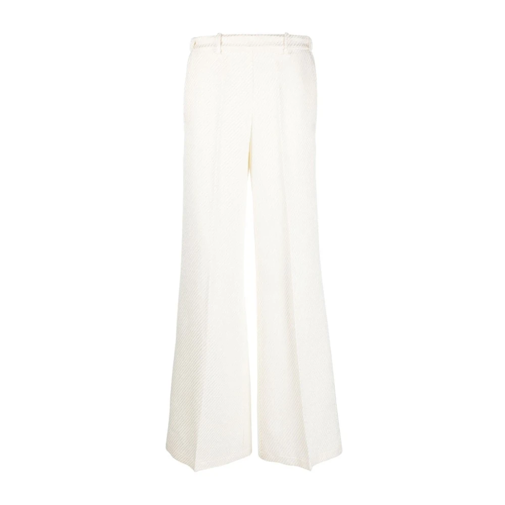 Forte Forte Women's Beige Elegant Wool Palazzo Pants
