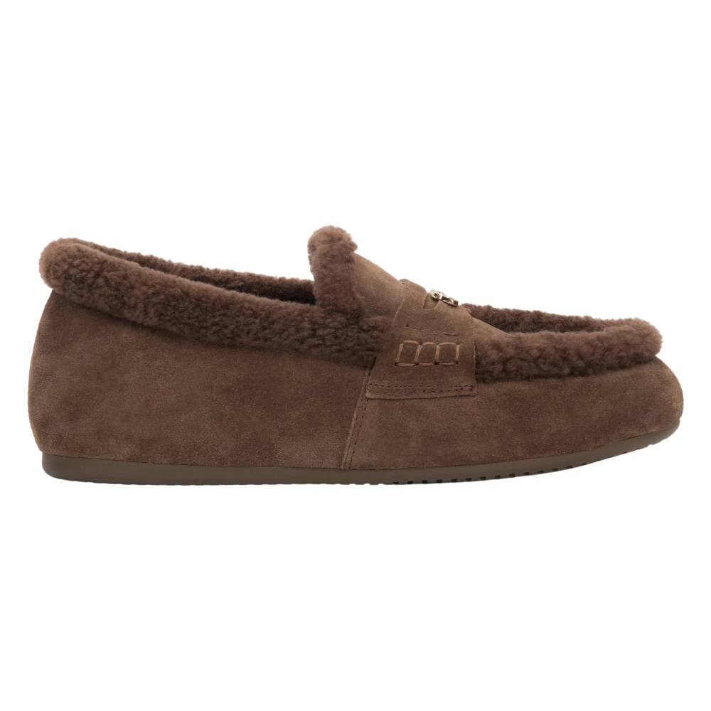 Estro Brown Loafers, Female, 3 Uk, Fur-Lined Velour Loafers
