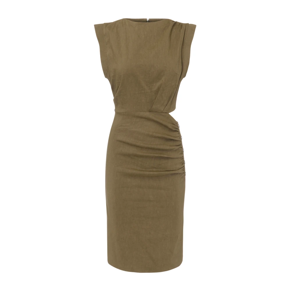 Pinko Linnen Stretch Jurk Green Dames