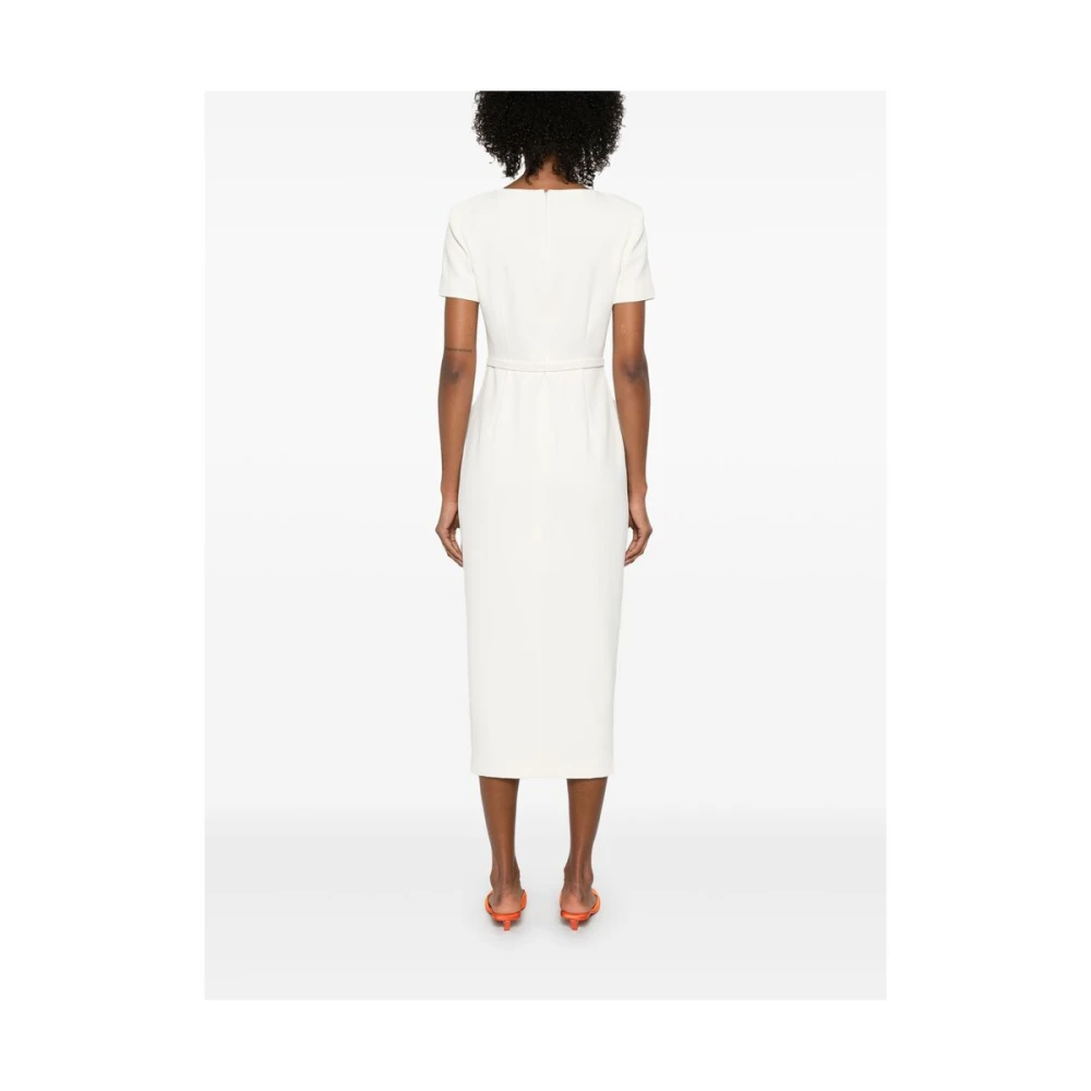 Self Portrait Beige Klepzak Schouder Jurk White Dames