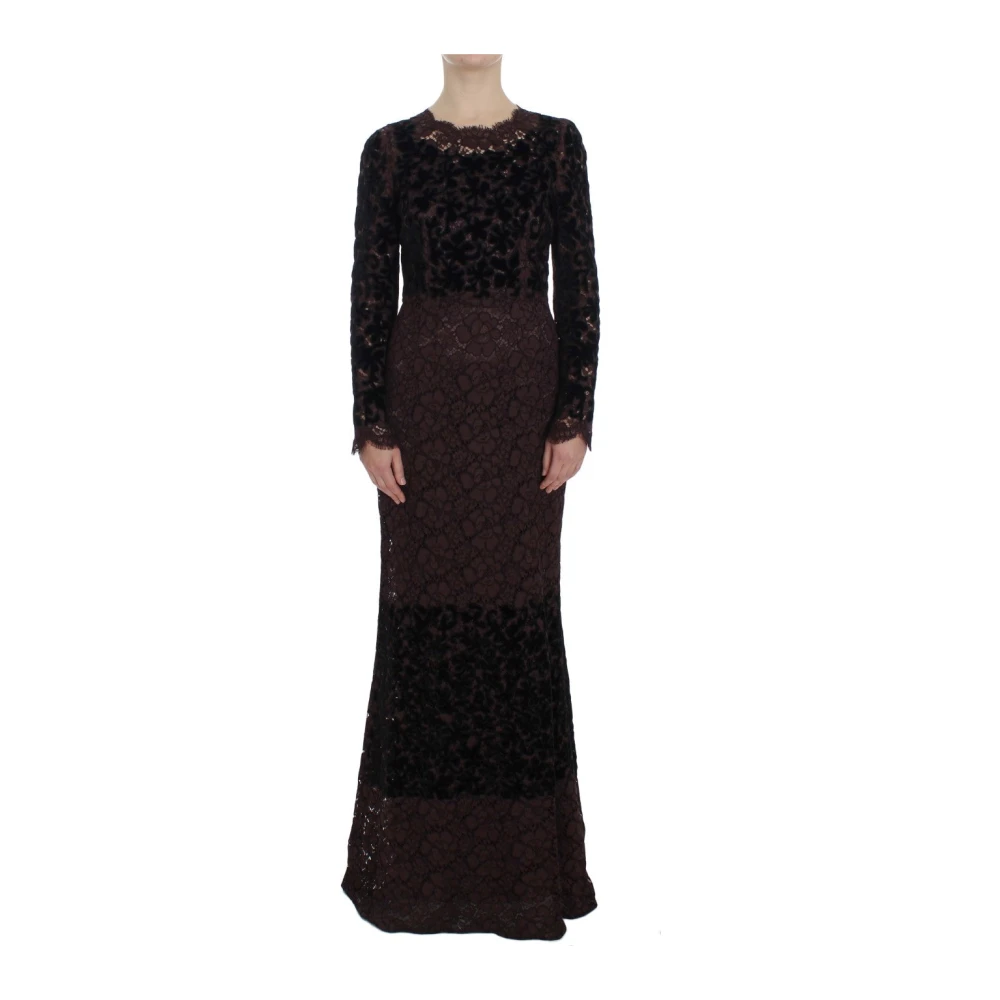 Dolce & Gabbana Women's Purple Elegant Floral Lace Maxi Dress